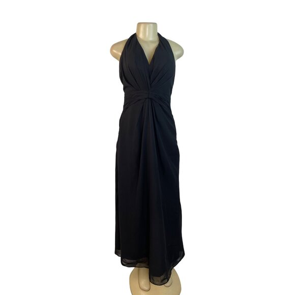 Izodress Black Halter Maxi Dress With Ruched Bodice & Back Zipper Closure - Picture 1 of 9